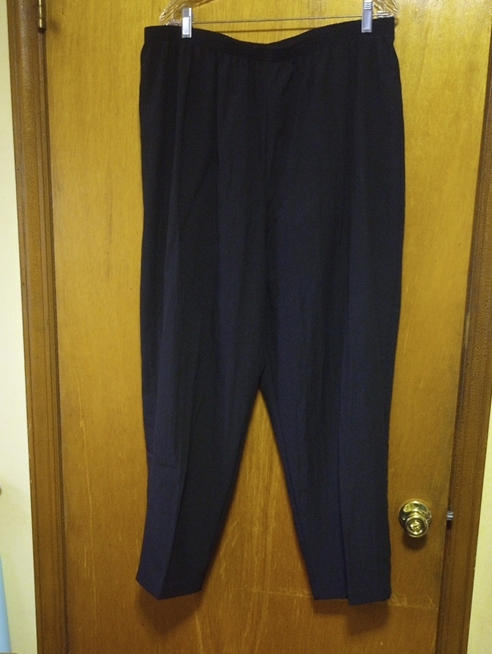 Basics by Remo Neutral Black Comfy Polyester Pants w/ Elastic Waist, Plus Sz 24W